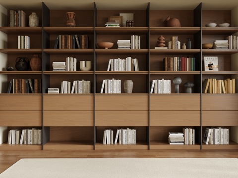 现代书柜书架su模型