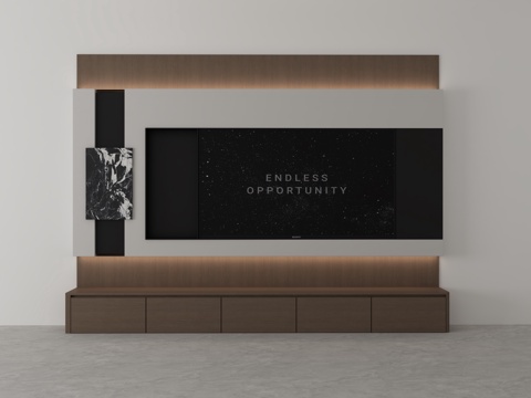  现代电视背景墙3d模型 