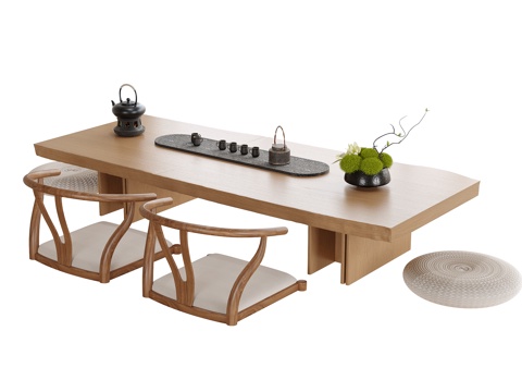 现代榻榻米茶桌椅su模型