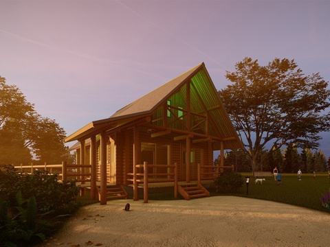 现代木屋建筑 民宿建筑su模型