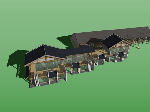 网红打卡工业建筑旧改工厂商业街su模型
