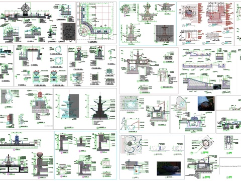 水钵景观水景庭院洗手钵剖面做法工艺详图节点CAD素材图库cad施工图