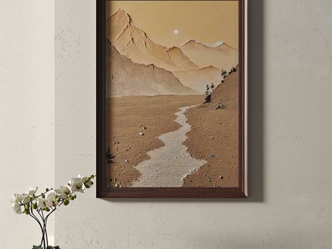  新中式，中古，复古，侘寂，挂画3d模型 