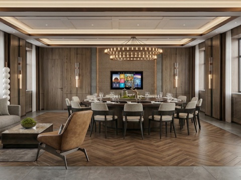  现代轻奢包厢su模型 