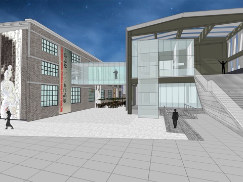 网红打卡工业建筑旧改工厂商业街su模型su模型