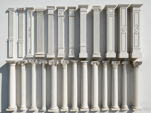  欧式科林斯雕花柱头模型 石膏装饰构件  法式线条  墙面造型su模型 