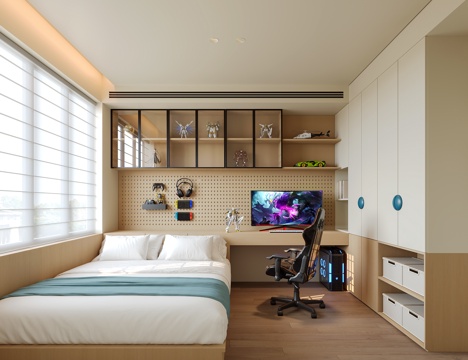  榻榻米卧室su模型 