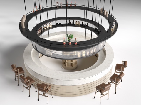 现代圆形吧台 圆形酒吧台 咖啡吧台su模型