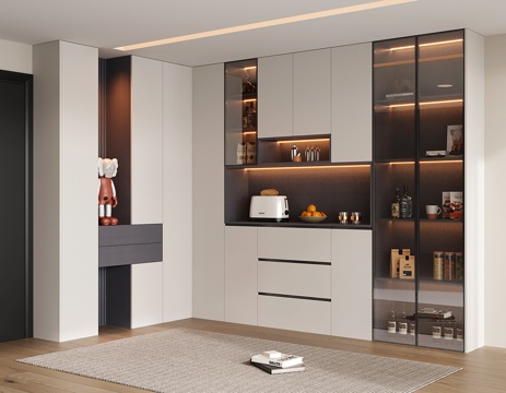  现代转角鞋柜酒柜一体 鞋柜 酒柜3d模型 