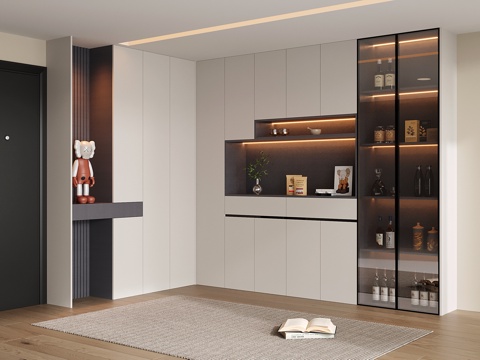  现代鞋柜酒柜一体 鞋柜 酒柜3d模型 