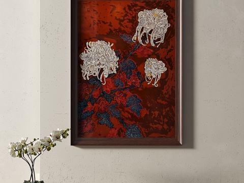  新中式，中古，复古，挂画3d模型 