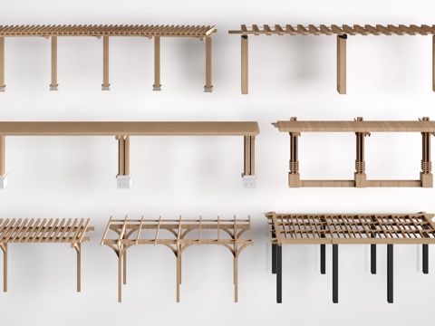 现代景观花架 葡萄架 廊架 绿植爬架su模型