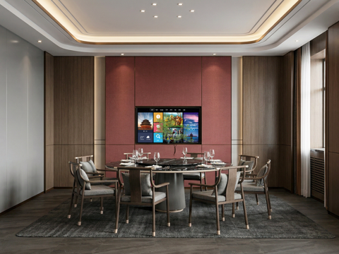  新中式包厢su模型 