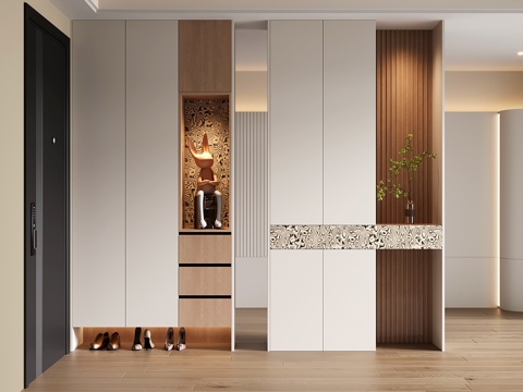 现代隔断柜 玄关柜 入户隔断鞋柜su模型