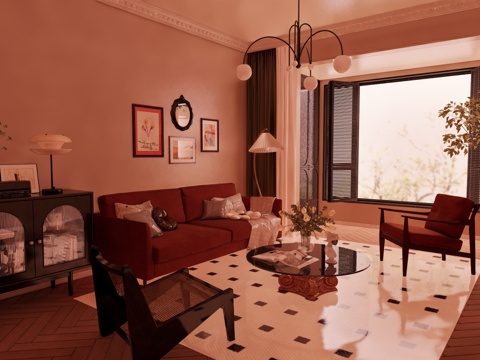 阳台 客餐厅 门窗 卧室 厨房su模型