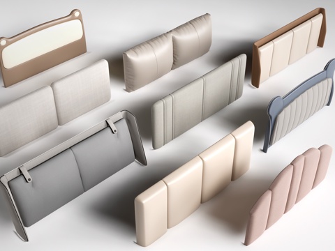  现代榻榻米软包 床头软包 墙面软包 靠背su模型 