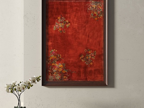  新中式，中古，复古，挂画3d模型 