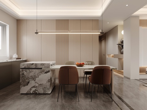  现代客餐厅3d模型 