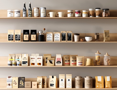  现代厨房用品 食物 咖啡袋 杯子3d模型 