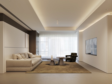  现代客厅3d模型 