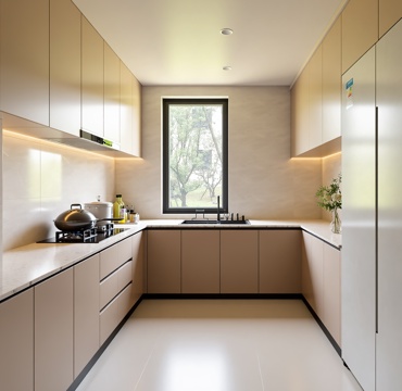  现代封闭式厨房3d模型 