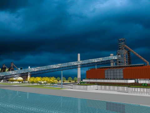 网红打卡工业建筑旧改工厂商业街su模型