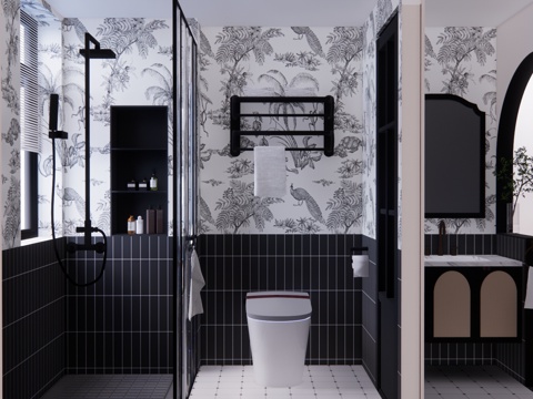 淋浴头 客厅 茶室 马桶 厕所 卧室su模型