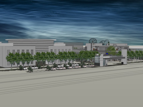 网红打卡工业建筑旧改工厂商业街su模型