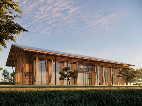 新中式中式餐饮建筑 新中式茶室 咖啡屋su模型