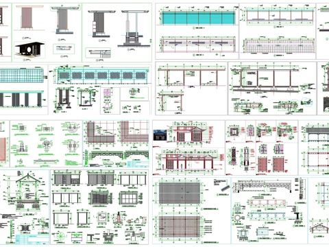 景观园林廊架景观园林水榭剖面做法工艺详图节点CAD素材图库cad施工图