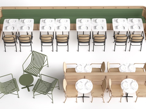 现代餐饮桌椅 餐桌椅 卡座餐桌 餐厅桌椅su模型