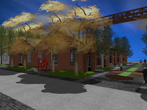 网红打卡工业建筑旧改工厂商业街su模型