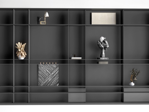  现代装饰柜 装饰架 书柜 壁柜su模型 