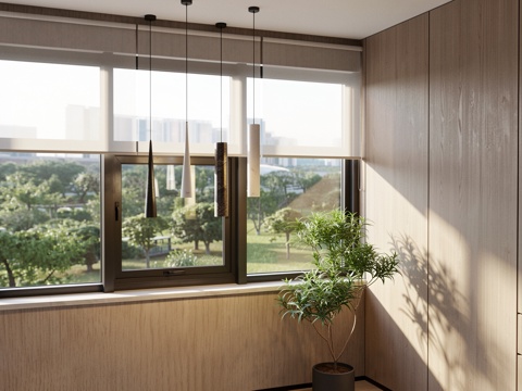  现代极简床头吊灯 极简艺术小吊灯su模型 