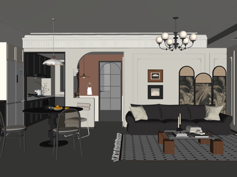 阳台 卫生间 客餐厅 门窗 客厅 家装 茶室su模型