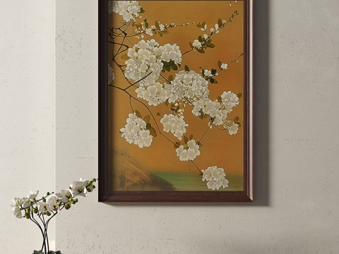  新中式，复古，中古，挂画3d模型 