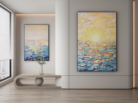  现代极简抽象挂画3d模型 