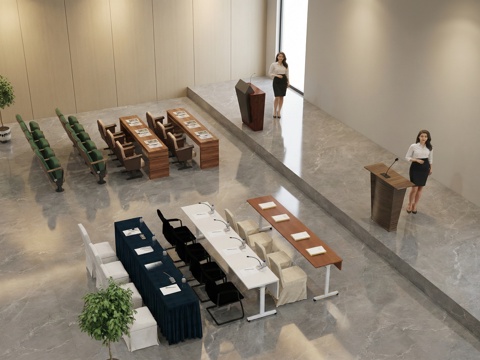 现代会议室桌椅组合su模型