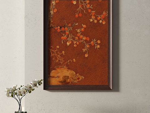  新中式，复古，中古，挂画3d模型 