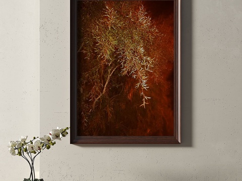  新中式，复古，中古，挂画3d模型 