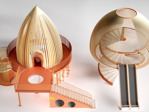 现代儿童游乐设施 儿童游乐器材 儿童滑梯su模型