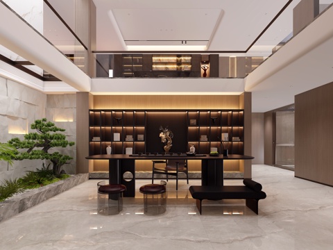 意式地下室 茶室 天井造景 景观小品3d模型