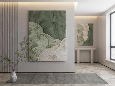  现代极简抽象挂画3d模型 