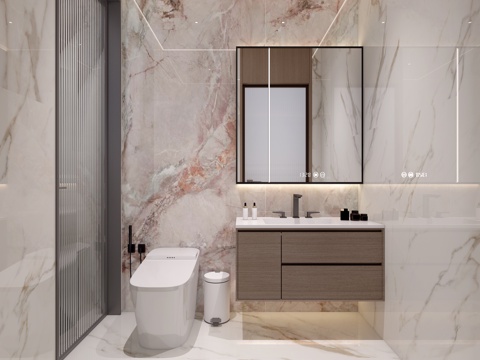  现代卫生间 浴室柜 马桶3d模型 