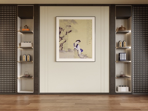 现代背景墙su模型