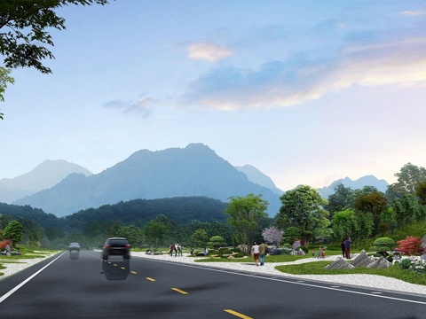 现代道路景观 马路景观su模型