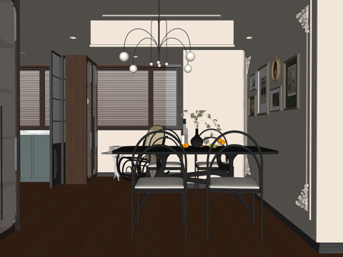 餐厅 家装 卧室 门窗 衣帽间su模型