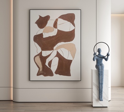  现代极简抽象挂画3d模型 