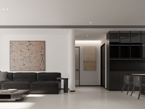 现代客厅餐厅卧室su模型