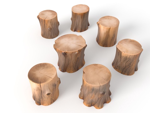 树墩坐凳 自然树墩 景观坐凳 坐凳 生态坐凳 木条坐凳 景观su模型